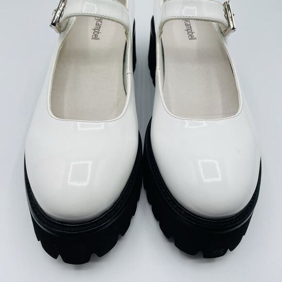 Jeffrey Campbell Cozza Mary Jane Platform Flat Womens 9 White Patent Leather Y2K - Picture 5 of 13